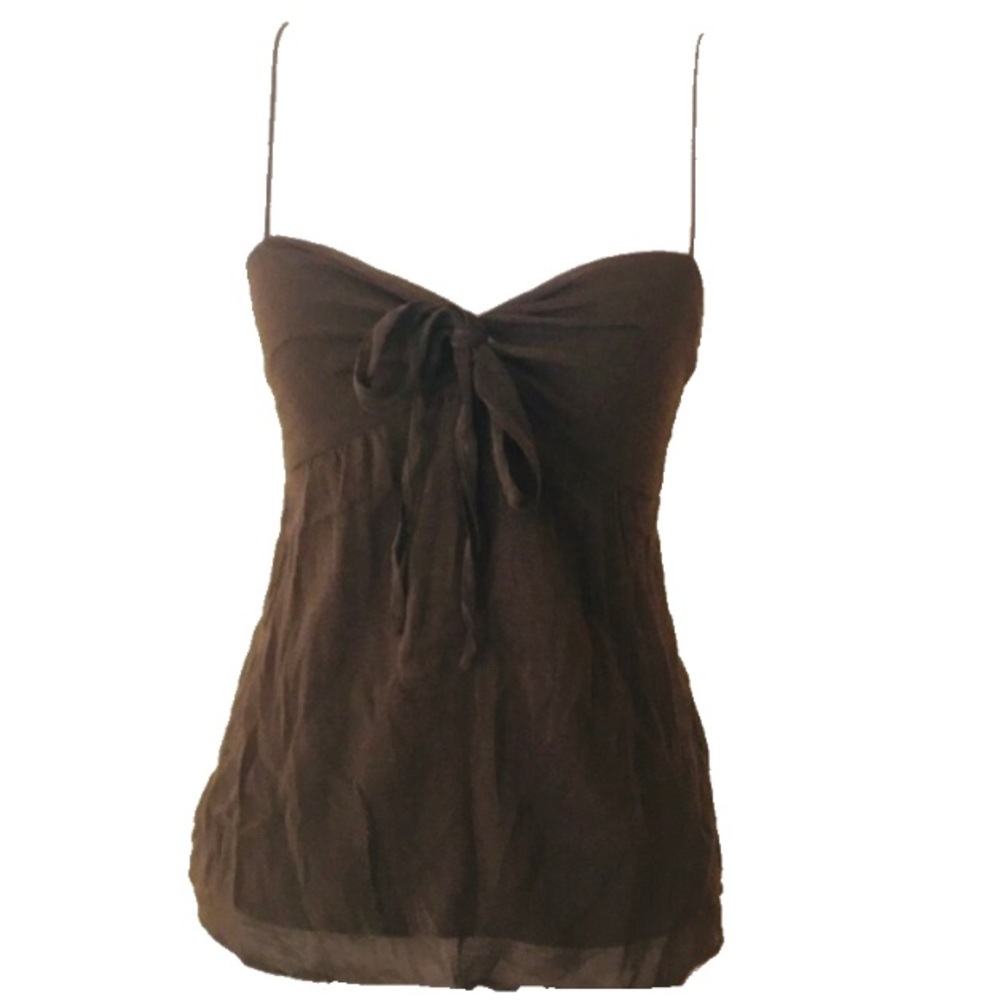 Theory Brown Cotton/Silk Camisole Adjustable Bow P